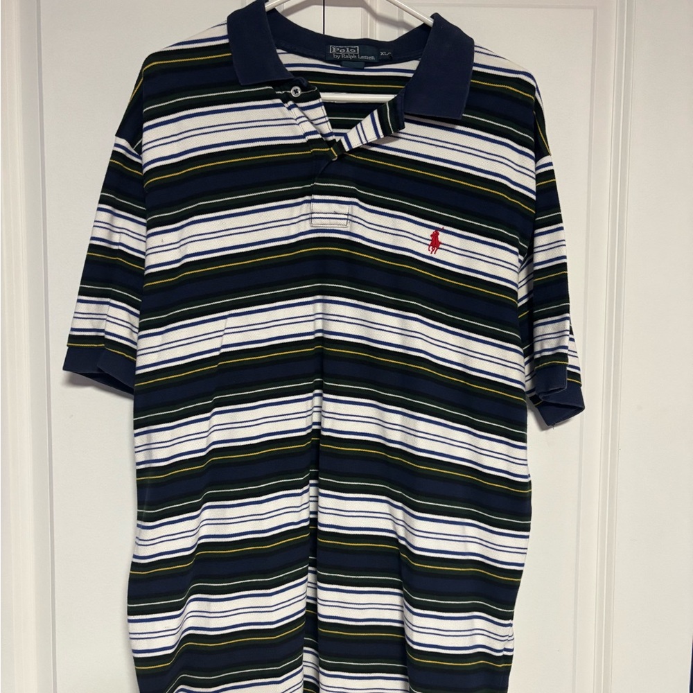 Ralph Lauren Striped Polo - Navy, White, Green